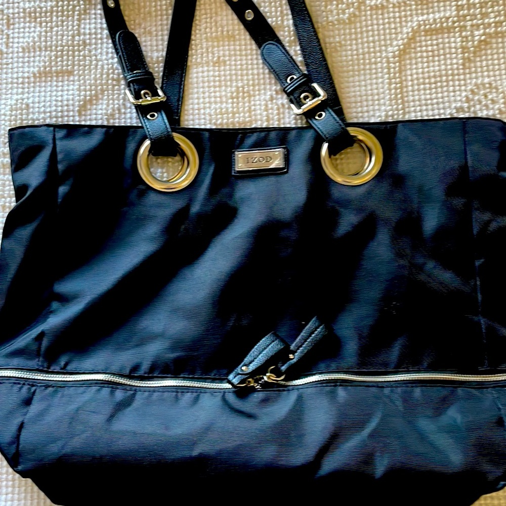 Black Tote Zippered Bag by Izod
